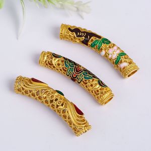 Accessoires de bijoux en émail chinois traditionnel, tube incurvé ajouré à motif goutte d'huile, matériau pour la fabrication de bracelets et joncs DIY - Product Image 3