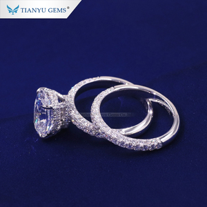 Tianyu Драгоценные Камни кольцо с бриллиантами из лаборатории 14 к 18 К Белое Золото овальной огранки бриллианты cvd набор обручальных колец - Product Image 2