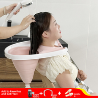 Aufblasbares Aluminium-Shampoo-Becken für Behinderte, Ältere und Schwangere, Klappbares Leichtgewicht-Design mit Hebefunktion, 150kg Tragkraft