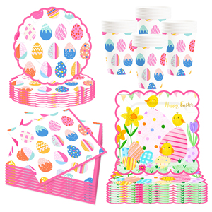 DAMAI <b>Easter</b> Supplies Colour Party Decoration for <b>Easter</b> Egg Party Tableware Set Disposable Scalloped Paper Plates - Product Image 4