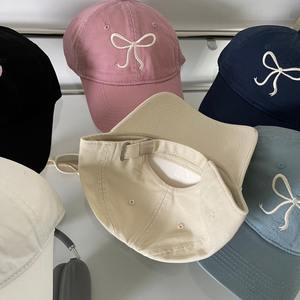 Logo personnalisé Clean Girl Coquette Style Balletcore Coton 6 Panneaux Broderie Noeud Denim Style Coréen Sportif Chapeau Toque Casquette de Baseball - Product Image 4