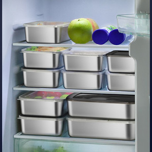 Boîte empilable en acier inoxydable, conteneur alimentaire en métal, boîte à lunch en acier inoxydable, boîte de rangement alimentaire avec couvercle en PP - Product Image 4