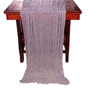 <span class=keywords><strong>Corredor</strong></span> de escritorio óxido naranja decoración del banquete de boda diseño sólido color liso bohemio arruga gasa poliéster - Product Image 3