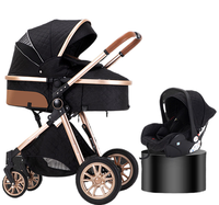Poussette pour bébé de luxe à haute vue 3 en 1 Landau pour bébé facile à plier adapté aux bébés de 0 à 3 ans