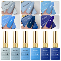 XEIJAYI - Venta al por Mayor de Esmalte de Gel de Marca Privada, Set de Esmalte de Gel Azul de 6 Colores, 15 ml, Inodoro, Semipermanente