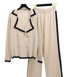 Fall Knitted <strong>Set</strong> <strong>for</strong> Women Lapel Color Matching <strong>Top</strong> Long Sleeve <strong>Trousers</strong> Two Piece Suit Female <strong>Top</strong> <strong>and</strong> Pant Outfits <strong>for</strong> <strong>Ladies</strong> - Product Image 5