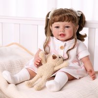 Babeside Poupée Reborn Réaliste Emilia 20 po Bébé Fille Corps en Tissu Visage Tacheté Cheveux Bruns Longs