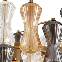 Lustre rectangulaire en verre caramel de luxe en acier inoxydable de haute qualité pour cuisine, salon, chambre à coucher, luminaire suspendu