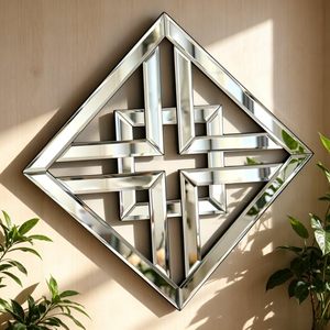 <span class=keywords><strong>Specchio</strong></span> <span class=keywords><strong>da</strong></span> Parete <span class=keywords><strong>Moderno</strong></span> di Lusso a Forma di Diamante 3D in Argento per Soggiorno, <span class=keywords><strong>Camera</strong></span> <span class=keywords><strong>da</strong></span> Letto, Ingresso e Corridoio - Product Image 2