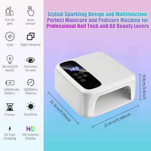 Lampe à ongles UV LED 72W avec capteur tactile, durcissement automatique 120s, séchage rapide, corps en plastique, prise US - Product Image 2