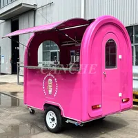 Promotion UE : Mini remorque alimentaire ronde de 2,2 m pour la vente de hot-dogs et pizzas en extérieur, chariot de restauration mobile, camion de cuisine