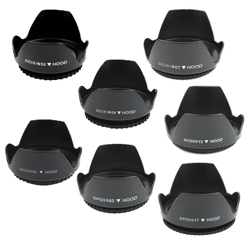 Wholesale 40.5mm 49mm 52mm 55mm 58mm 62mm 67mm 72mm Screwed Tulip Flower Lens Hood For Nikon Canon Sony Fuji Olympus DSLR Camera