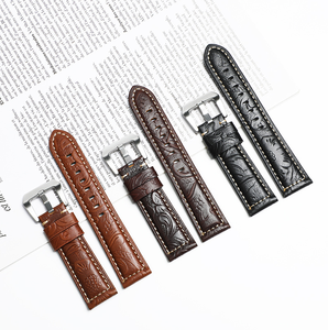 Correa de Reloj de Cuero Vacuno Genuino de 20, 22, 24 y 26 mm, Diseño Retro con Grabado Único y Acabado Encerado, Correa Suave para Relojes Inteligentes - Product Image 1