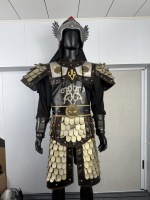 Vestes et Manteaux d'Officier Chinois Ancien, Costume de Guerrier Lamellaire Beige Antique, Casque à Ailes de Phénix, pour Reconstitutions Historiques