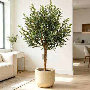 <span class=keywords><strong>Olivier</strong></span> Artificiel Ultra-Realiste 130 cm (4 pieds) en Pot de Luxe avec Écorce Naturelle et Olives – Idéal pour Cadeau de Pendaison de Crémaillère et Décoration au Sol - Product Image 1