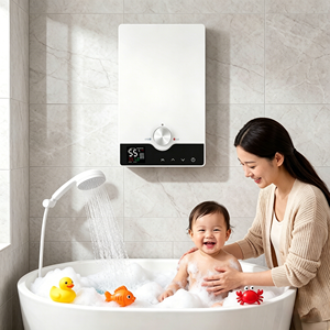 <span class=keywords><strong>Chauffe</strong></span>-<span class=keywords><strong>eau</strong></span> <span class=keywords><strong>instantané</strong></span> sans réservoir pour la douche de bébé, protection contre les fuites IPX4, protection contre l'excès de chaleur, efficacité de 99 %, sûr pour les nourrissons - Product Image 1