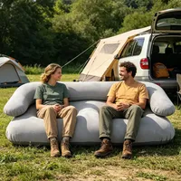Canapé gonflable 2 places, chaise imperméable avec accoudoirs, canapé de camping, salon, voyage, pique-nique, jardin, plage, patio, intérieur, en plastique