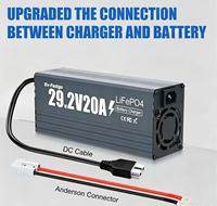 Chargeur de batterie LiFePO4 24V, chargeur intelligent 29,2V 29,4V 10A 20A pour batterie rechargeable au phosphate de fer et de lithium 24V à décharge profonde