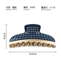 Nouveautés UME : Pince à Cheveux Extra-Large en Acétate Écologique 10,5 CM avec Strass de Luxe (Pierres Tchèques)