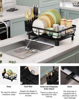 Étagère de rangement de cuisine moderne et élégante en fer et PP, durable, peu encombrante, organisateur multifonctionnel avec égouttoir pour vaisselle et bols