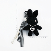 Porte-clés Lapin en Peluche avec Nœud en Dentelle et Cœur, Jouets en Peluche, Breloque de Sac en Peluche, Cadeaux de Pâques