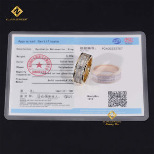 Cadeau d'anniversaire bijoux 10k or jaune VVS1 D couleur émeraude + princesse Moissanite diamant demi-bande bague de fiançailles hommes - Product Image 3