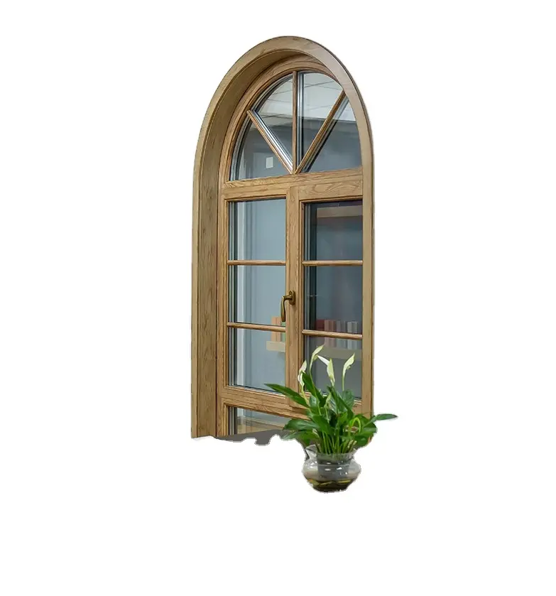 Termal mola alu-ahşap kaplı çift/üçlü cam eğim ve dönüş ahşap kanatlı cam pencere