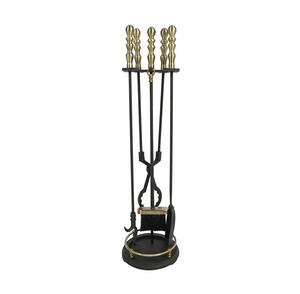Forma di colore personalizzato più recente maniglia in ferro battuto per esterni stufa a legna <span class=keywords><strong>accessori</strong></span> per camino 4 pezzi oro <span class=keywords><strong>Set</strong></span> di strumenti per la pulizia del camino - Product Image 2