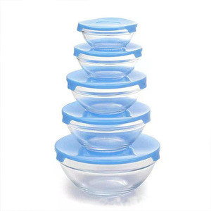 Ensemble de 5 pièces, vente en gros, accessoires de décoration pour la <span class=keywords><strong>cuisine</strong></span> et la maison, vaisselle en verre avec couvercle, ensemble de bols en verre - Product Image 5