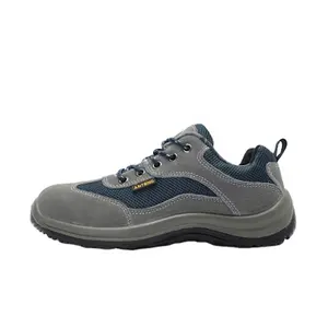 Anti Puncture Anti Static Gray Cow Suede Upper PU Sole Safety Shoes