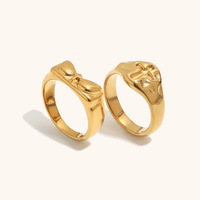 Cincin Signet Chunky Gaya Vintage yang Didukung Kustom, Cincin Jari Wanita Modis Trendi