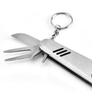 Custom LOGO 7 in 1 Durable Stainless Steel Knife Pen Keychain Golf Club <b>Cleaner</b> Brush Ball Maker Divot Repair Tool - Product Image 5