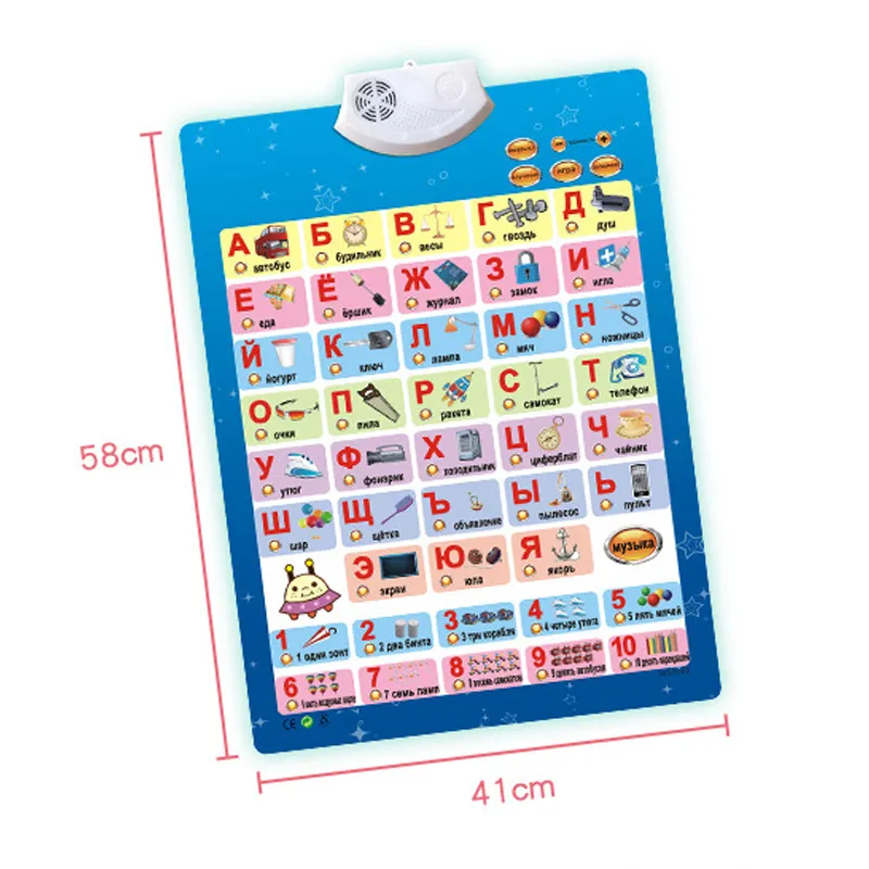 Montessori Early Educational Toys Alfabeto Eletrônico Inglês Espanhol Árabe Plástico Pré-escolar Aprendizagem Sound Wall Chart Para Kid