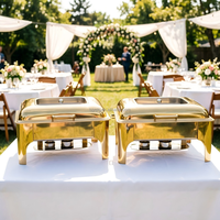 Ensemble de service de buffet de luxe 9L en acier inoxydable doré pour traiteur, mariage, hôtels, chauffe-plats et maintien au chaud des aliments