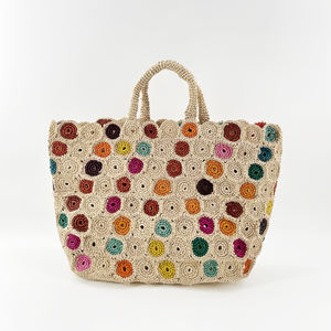 天然拉菲草手提袋-手工编织生态购物者，女式大沙滩包，带手柄的可持续编织市场手提袋 - Product Image 3