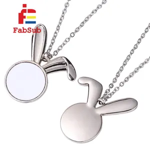 Metal Bunny Necklace For Custom Sublimation Easter Necklaces Blank Bunny Ears Necklace Sublimation