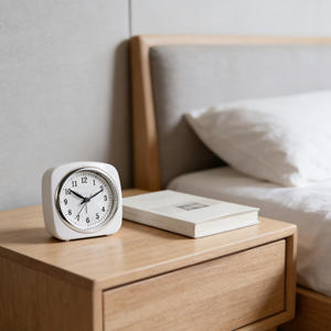 Reloj Despertador Cuadrado Mini de Cuarzo Silencioso Blanco de 3 Pulgadas con Luz Nocturna para Hogar y Oficina - Product Image 3