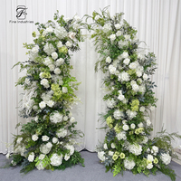 Rangkaian Bunga Putih Hijau Alami, Kolom Bunga Sutra Realistis, Dekorasi Pernikahan, Bridal Shower, Pesta Ulang Tahun, Hotel