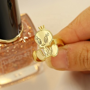 Anello per Bambini <span class=keywords><strong>con</strong></span> Personaggi dei Cartoni Animati, Personalizzabile <span class=keywords><strong>con</strong></span> <span class=keywords><strong>Nome</strong></span> <span class=keywords><strong>Inciso</strong></span>, Gioielli Delicati per Donne, Regalo in Acciaio Inossidabile Dorato per Uomini - Product Image 4