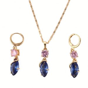Joyería de Diseño de Moda de Dubái, Juego de Collar y Aretes con Circonitas, Chapado en Oro de 18k y 14k, Venta al por Mayor - Product Image 1