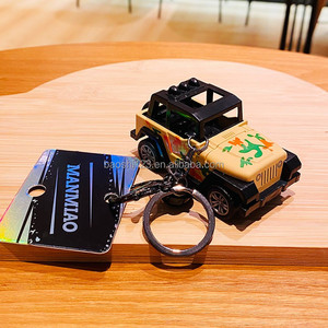 Simulation SUV Back Toy Car Keyring Mini Offroad Vehicle Figurine Trinket Portable <b>Backpack</b> Decor Accessory for Boy Souvenir - Product Image 4