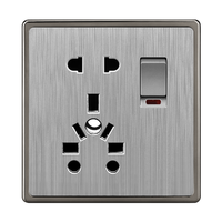Interrupteur et prise murale universels personnalisables en matériau PC, norme Moyen-Orient, 1 poste, avec indicateur