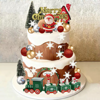 Ensemble de Décoration de Gâteau de Noël : Père Noël, Train, Sapin, Flocon de Neige, Boule, Panneau Joyeux Noël, Fournitures de Fête Hivernale, Décorations de Gâteau pour Fêtes de Noël