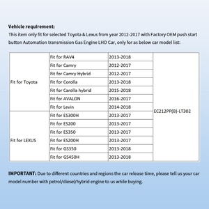 EASYGUARD Plug Play Factory <b>Key</b> <b>Remote</b> Starter Fit for Selected RAV4,Camry, Corolla, Avalon, Levin, ES300H, ES200, ES350,ES200H - Product Image 3
