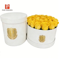 Boîte à fleurs ronde personnalisée avec couvercle - Emballage cadeau pour roses, fleurs séchées, mariage, boîte en carton de luxe