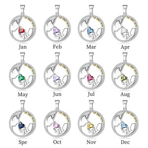 Collier en argent sterling 925 « Ma meilleure maman » avec pendentif silhouette mère-enfant et pierre de naissance interchangeable, cadeau pour maman - Product Image 3