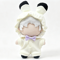Combinaison à capuche personnalisée avec oreilles de lapin et nœud violet, tenue faite main pour poupée en coton rembourrée, accessoires de costume
