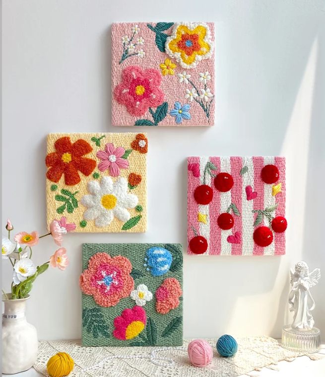 Kit de broderie à l'aiguille punch DIY et produit fini