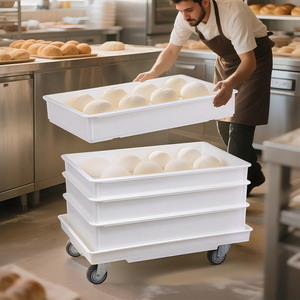 Stackable bánh lưu trữ Container vận chuyển thùng hình chữ nhật Bánh mì lên men khay nhựa bánh pizza bột chống hộp với nắp - Product Image 5