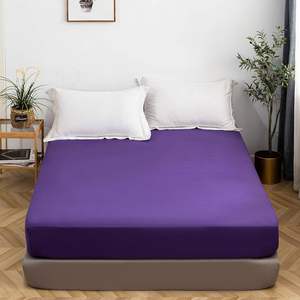 Drap-housse Royal Purple Queen 60x80 pouces, poches profondes, en coton, pour usage domestique, couleur unie, doux et respirant, protège-matelas - Product Image 1